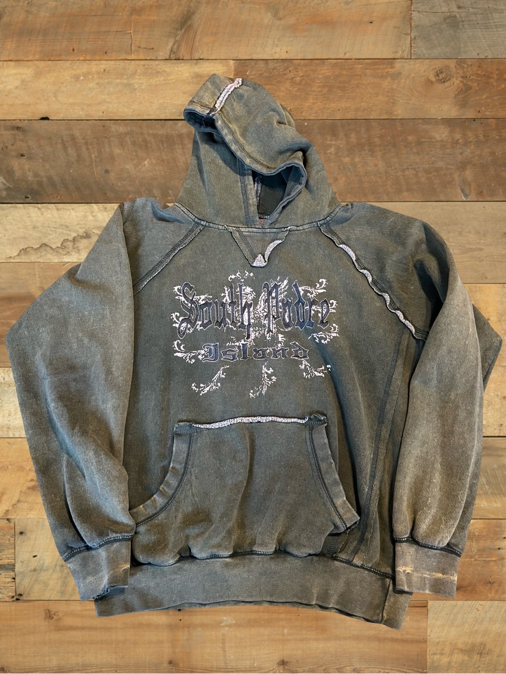South Pole Hoodie Distressed Vintage Wash Green Y2K Streetwear Tagged Men’s S